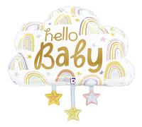 Grabo palloncino nuvoletta con messaggio made in italy. palloncino per nascita e gender reveal con stelline, in foil con cannuccia per gonfiarlo. palloncini colorati 68x63cm