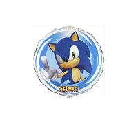 Grabo palloncino sonic. palloncino per feste per bambini rotondo, in foil con cannuccia per gonfiarlo. palloncini colorati made in italy 35x35 cm