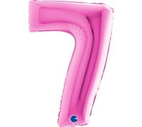 Palloncino numerale maxi megaloon foil balloon mylar (1mt, 40") numero 7, rosa fucsia