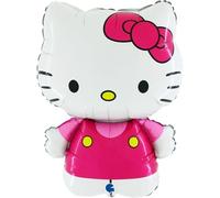 Grabo per Hello Kitty Feste di Compleanno Rosa. Palloncino Sagomato per feste bambine, in foil con cannuccia per gonfiarlo. Palloncini colorati Made in Italy 42x60 cm