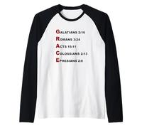 Grace Acrostic - 5 Christian Faith Bible Verse Scriptures Maglia con Maniche Raglan