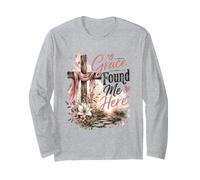 Grace Found Me Here, Croce Cristiana Design Maglia a Manica