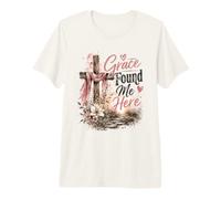 Grace Found Me Here, Croce Cristiana Design Maglietta Premium