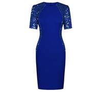 GRACE KARIN Abiti da Donna Abito Sexy con Paillettes Blu Royal Abito Sexy Aderente a Maniche Corte XXL da Donna