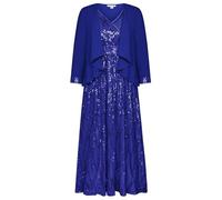 GRACE KARIN Abito da donna senza maniche con paillettes scollo a V a vita alta elegante abito da sera 2 pezzi maxi abito con cardigan in chiffon, Blu reale, 48