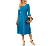 GRACE KARIN Abito Elegante Donna A-Line Maxi con Maniche 3/4 per Cerimonia Matrimonio Ufficio Nero S