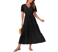 GRACE KARIN Abito Estivo Midi Leggero Boho Chic per Donna Vestito Casual Elegante con Tunica Nero XL