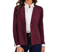 GRACE KARIN - Blazer da donna eleganti, con scollo a V e bottoni, per l'autunno, cardigan in maglia con tasche, Rosso vinaccia, L