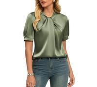 GRACE KARIN Camicetta da Donna in Raso Manica Corta Estate Elegante Top in Seta Camicia Elegante Casual per Ufficio Lavoro per Signore IT, L