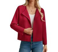 GRACE KARIN Cardigan da donna con risvolto casual a maniche lunghe lavorato a maglia autunno capispalla con bottoni frontali, Cl26-04/Rosso, M