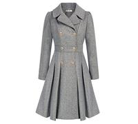 GRACE KARIN Donna Grigio Cappotto Long Sleeve Winter Coat Belted Lapel Winter Coat Warm Jacket Plain Coat Casual Style Outwear 2XL CL0977A21-06