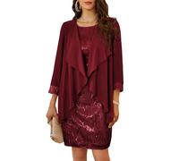 GRACE KARIN Donna Set 2 Pezzi Abito con Paillettes Senza Maniche e Coprispalle Elegante per Feste