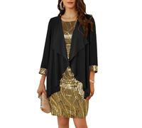 GRACE KARIN Donna Set 2 Pezzi Abito con Paillettes Senza Maniche e Coprispalle Elegante per Feste