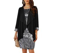 GRACE KARIN Donna Set 2 Pezzi Abito con Paillettes Senza Maniche e Coprispalle Elegante per Feste