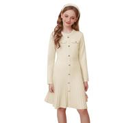 GRACE KARIN Maglione da bambina a maniche lunghe, abito in maglia per la scuola, pullover lavorato a maglia per l'autunno e l'inverno, Beige, 12-13 Anni