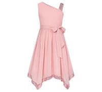 GRACE KARIN Ragazze Senza Maniche con Paillettes Una Linea Abiti Una Spalla Orlo Irregolare Vestito Rosa 7 Anni