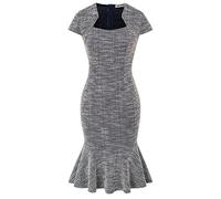 Grace Karin Splendido Abito da Donna in Tweed con Maniche ad Aletta per Il Lavoro, XL