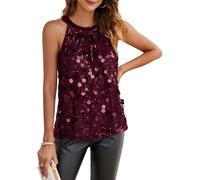 GRACE KARIN, Top elegante da donna per feste, con grandi paillettes, girocollo, vestibilità slim, elegante, M