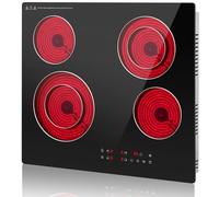 GRACEALL 4 Ring Electric Hob 60cm Ceramic Stove for Cooking, Four Zone Kitchen Infrared Hotplate, 230V Ceramic Stove Built-in Cooktop, Glass Cook Top