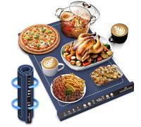 GRACEALL Tappetino Elettrico Scaldavivande, Tappetino Scaldante per Alimenti a Superficie Intera, Vassoio Riscaldante in Silicone per Feste a Buffet, 8 Temperature Regolabili, Mantiene Caldo per 24H