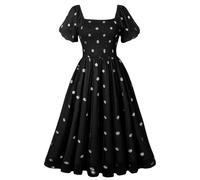 GRACEART Abito Estivo Donna Collo Quadrato Manica a Lanterna Abito Casual con Volant A-Line