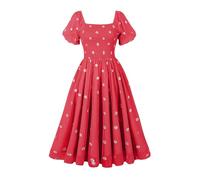 GRACEART Abito Estivo Donna Collo Quadrato Manica a Lanterna Abito Casual con Volant A-Line