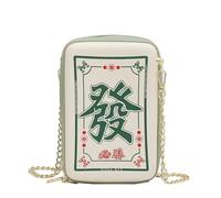 GRACEART Borsa a tracolla da donna a forma di mahjong, Bianco/Verde 01