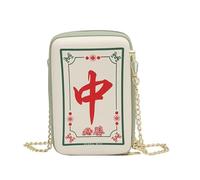 GRACEART Borsa a tracolla da donna a forma di mahjong, Bianco/Verde 02
