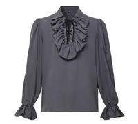 GRACEART Camicia da pirata da uomo con volant, stile coloniale, poeta rinascimentale, camicia con volant, stile steampunk, vampiro, gotico, Grigio, M