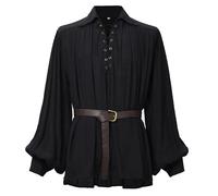 GRACEART Camicia da Pirata Medievale in Cotone Camicia d' Epoca per Uomo