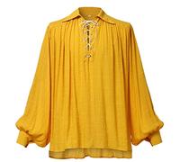GRACEART Camicia da pirata medievale oversize della Rinascenza - Abbigliamento casual per uomo o donna, giallo, L