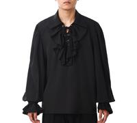 GRACEART Camicia da uomo con volant e poeta rinascimentale camicia da uomo con volant stile gotico da vampiro steampunk, Nero , S