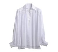 GRACEART Camicia da Uomo, Stile Pirata, Vampiro, Rinascimentale, Costumi Medievali in Cotone e Lino, XL