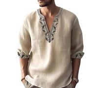 GRACEART Camicia Henley da Uomo Camicia Casual da Spiaggia