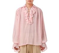 GRACEART Camicia Medievale Nordica da Uomo o Donna, Costume da Pirata Rinascimentale, Capitano Vittoriano, Top, rosa, XL