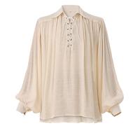 GRACEART Camicia oversize medievale da poeta pirata rinascimentale, abbigliamento casual per uomini o donne, Beige, S