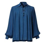 GRACEART Camicia oversize medievale da poeta pirata rinascimentale, abbigliamento casual per uomini o donne, Azzurro, XS