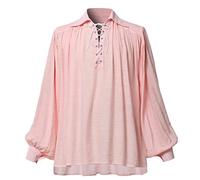 GRACEART Camicia oversize medievale da poeta pirata rinascimentale, abbigliamento casual per uomini o donne, rosa, XS