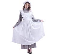 GRACEART Costume da cameriera vittoriana da donna con grembiule, 100% cotone, Motivo floreale grigio., Medium
