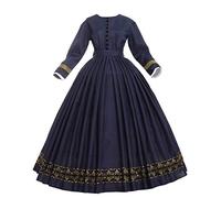 GRACEART Costume in Stile Barocco Donna Vintage Vittoriano Medievale da Anni 1860 con Crinolina (L, Blu Scuro)