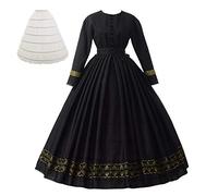 GRACEART Costume in Stile Barocco Donna Vintage Vittoriano Medievale da Anni 1860 con Crinolina (M, Nero)