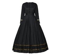 GRACEART Costume in Stile Barocco Donna Vintage Vittoriano Medievale da Anni 1860 con Crinolina (S, Nero)