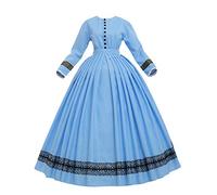 GRACEART Costume in Stile Barocco Donna Vintage Vittoriano Medievale da Anni 1860 con Crinolina (XL, Azzurro)