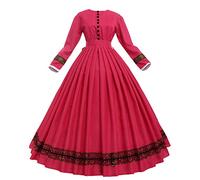 GRACEART Costume in Stile Barocco Donna Vintage Vittoriano Medievale da Anni 1860 con Crinolina (XL, Rosso)