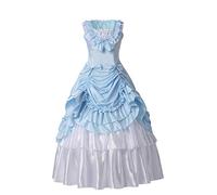 GRACEART Donna Abito con Crinolina Vittoriano Vestito Vintage Medievale Masquerade Abiti (M, Blu)