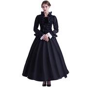 GRACEART Donna Abito con Crinolina Vittoriano Vestito Vintage Medievale Masquerade Abiti (S, Nero)
