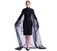 GRACEART Donna Mantello Nozze Mantellina Abito da Sposa Elfo Costume Medievale Elven Queen Princess Collared Mantak (L (Dimensione del Colletto:42cm), Nero)