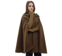 GRACEART Donna Poncho Mantella Lungo Largo alla Moda con Bottoni Cosplay Mantello (Corto-Army Green)