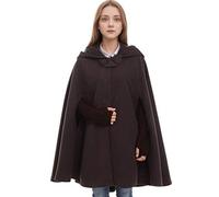 GRACEART Donna Poncho Mantella Lungo Largo alla Moda con Bottoni Cosplay Mantello (Corto-caffè)