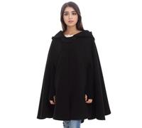 GRACEART Donna Poncho Mantella Lungo Largo alla Moda con Bottoni Cosplay Mantello (Corto-Nero)
